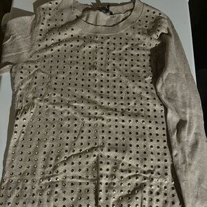 Express Beige Sweater with Gold Accents